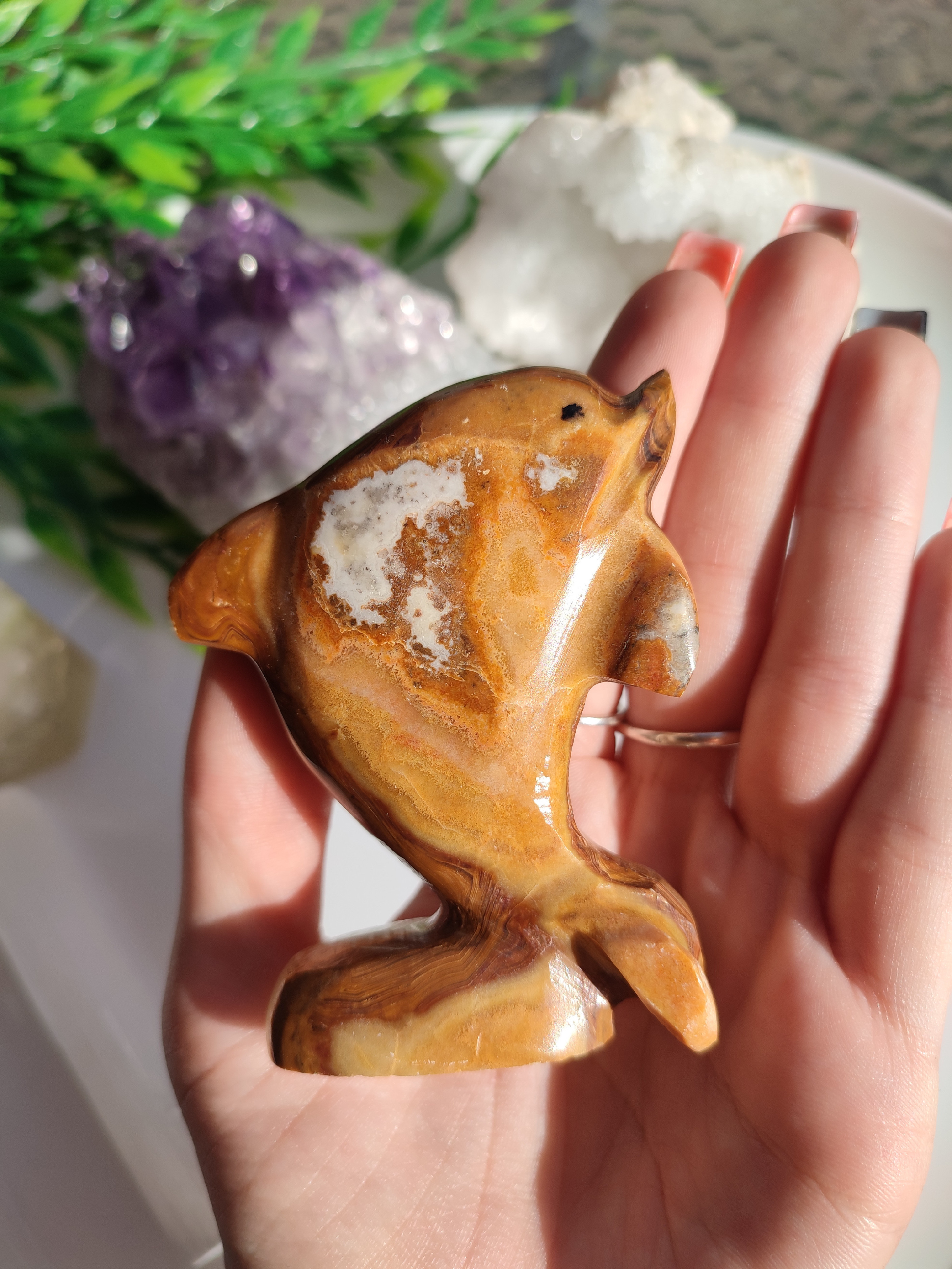 ONYX ZELENÝ delfín 8cm