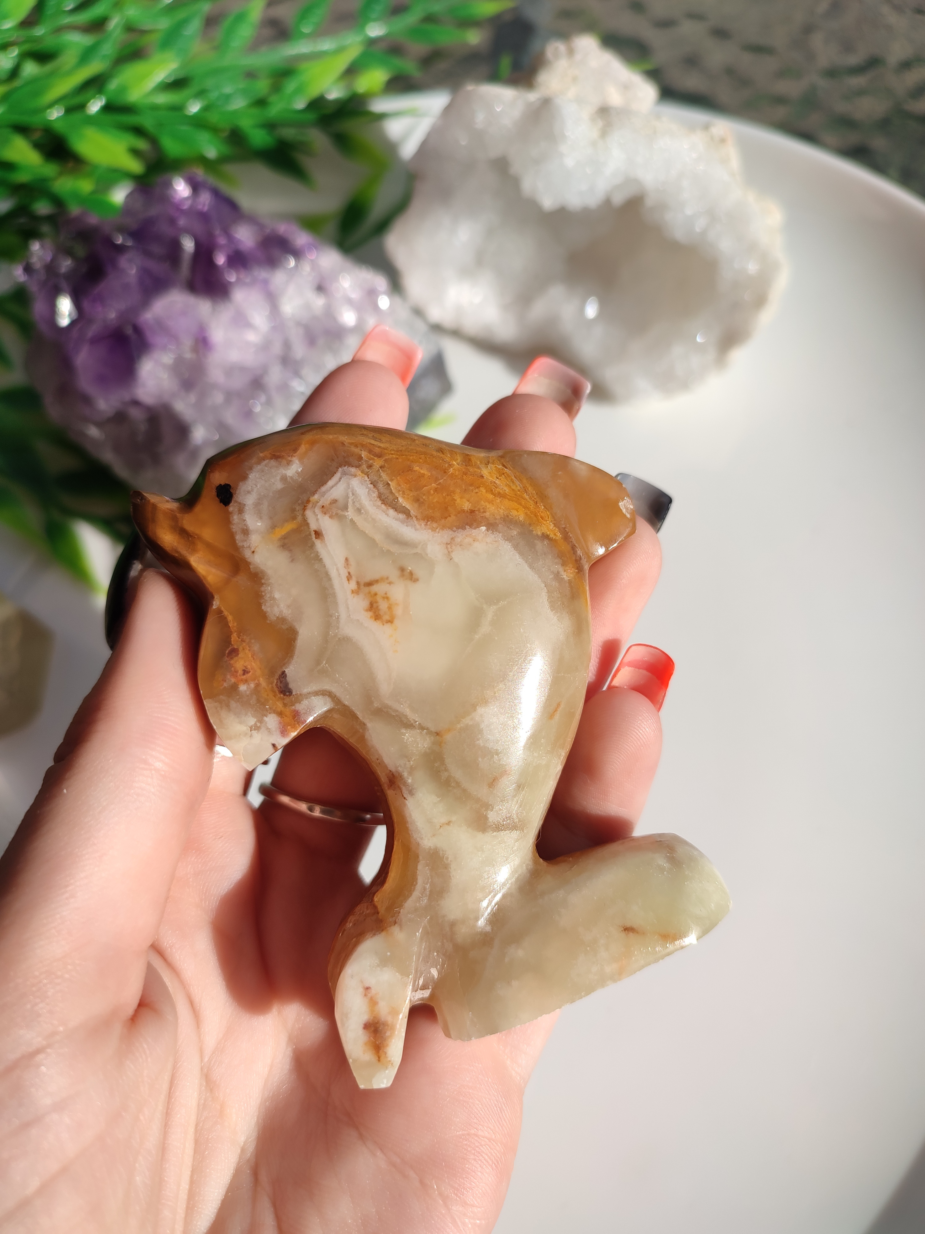 ONYX ZELENÝ delfín 8cm