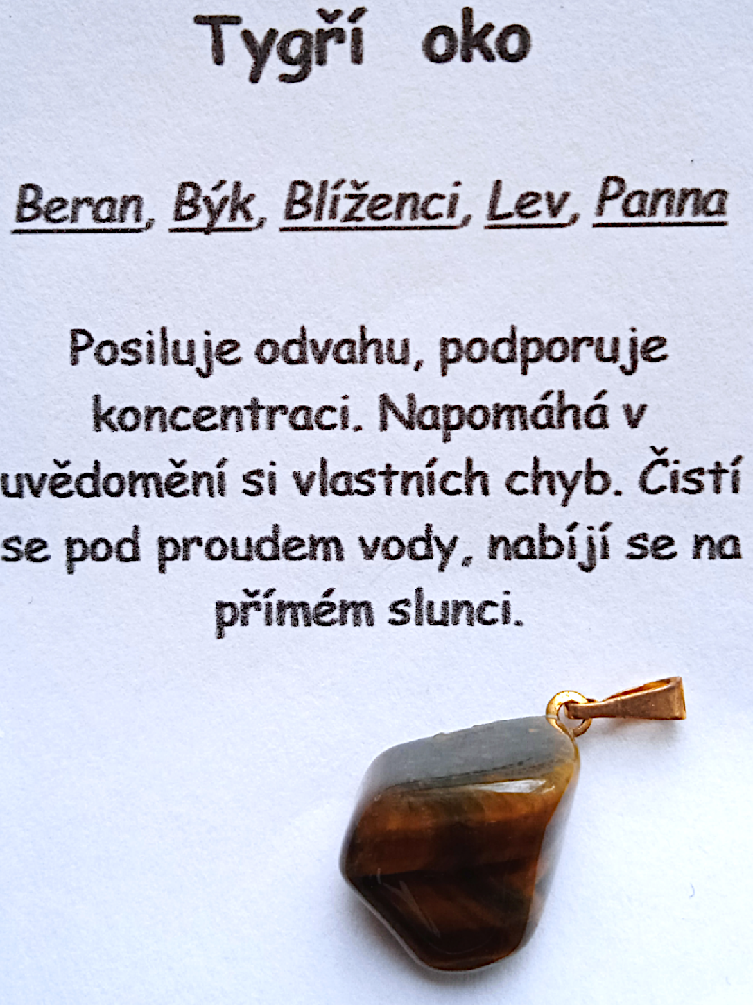 TYGŘÍ OKO přívěsek