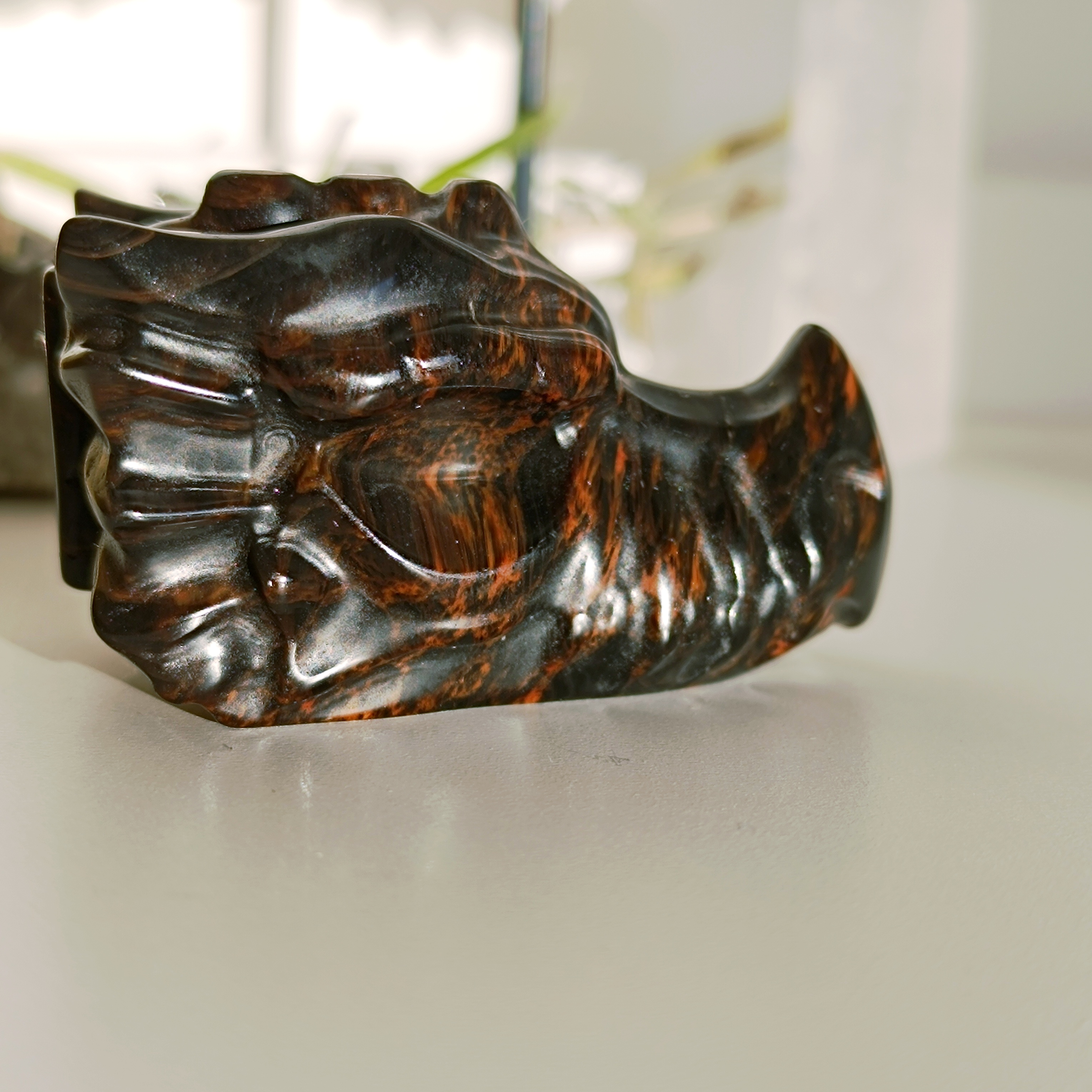 OBSIDIÁN MAHAGONOVÝ dračí hlava - 6cm
