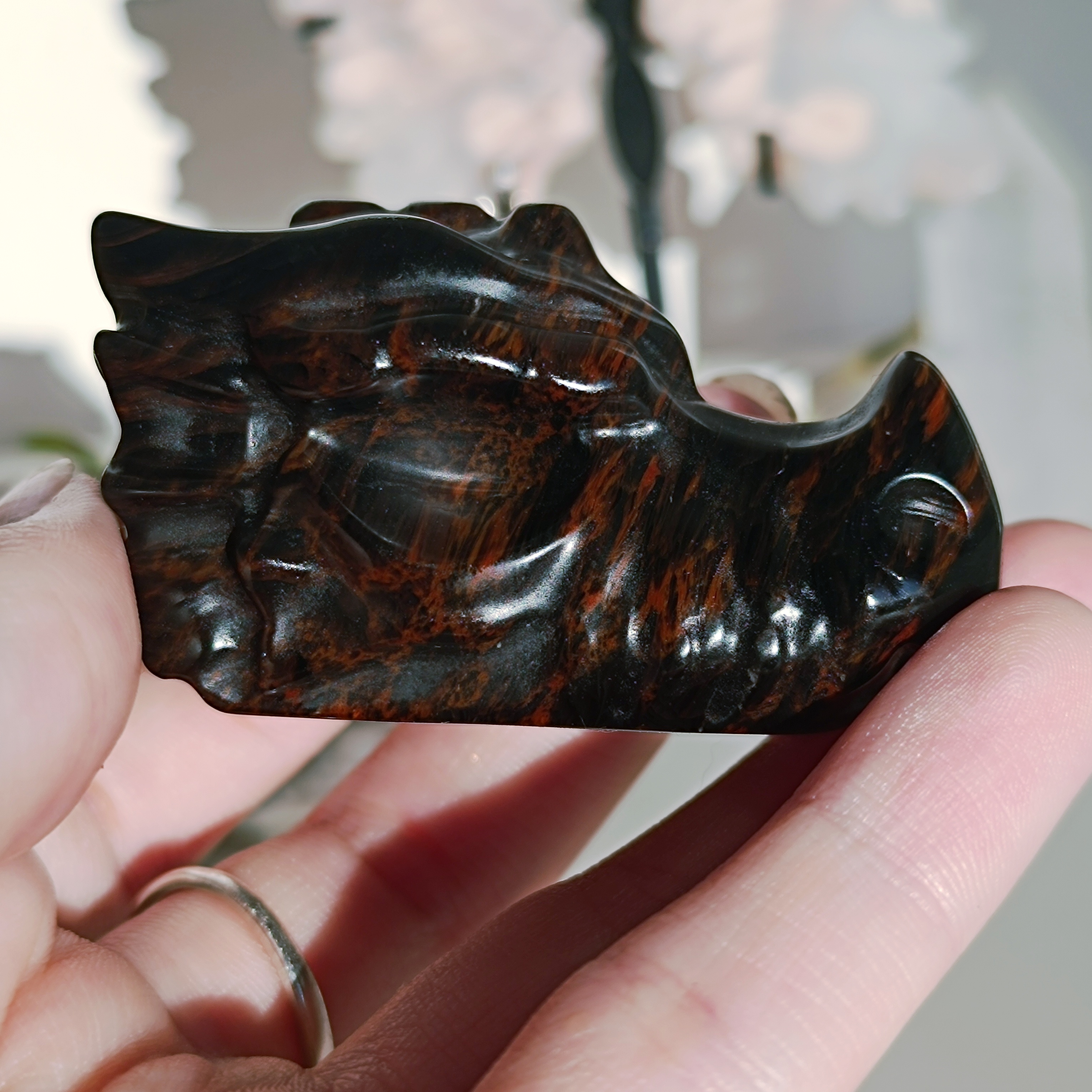 OBSIDIÁN MAHAGONOVÝ dračí hlava - 6cm