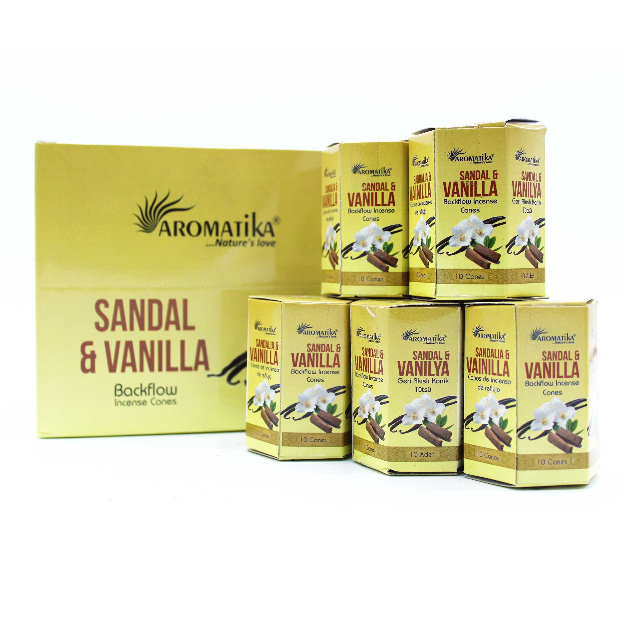 Vonné kužely se spodním dýmem - Santalové dřevo a vanilka